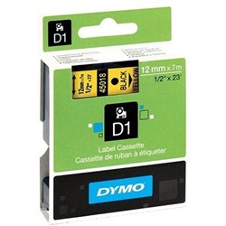 DYMO D1 LABEL CASSETTE TAPE 12MMX7M BLACK ON YELLOW