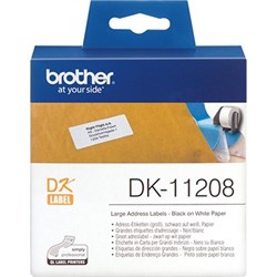 BROTHER DK-11208 LARGE ADDRESS LABELS 38 X 90MM 400 LABELS WHITE