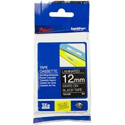 BROTHER TZE-335 P-TOUCH LAMINATED TAPE 12MM X 8M WHITE ON BLACK