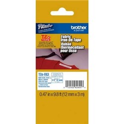 BROTHER TZE-FA3 P-TOUCH TAPE 12MMX3M IRON ON FABRIC BLUE ON WHITE