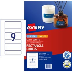AVERY QUICK PEEL ADDRESS LASER & INKJET LABELS WHITE L7667 133X29.61M 225 LABELS