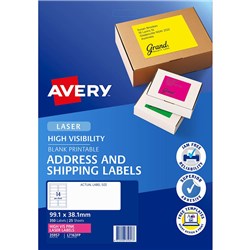 AVERY HIGH VISIBILITY SHIPPING LASER LABELS PINK L7163FP 99.1X38.1MM 14UP 350 LABELS