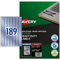 AVERY HEAVY DUTY LASER LABELS ASSET TAGS SILVER L6008 25.4X10 MM 189UP 3780 LABELS