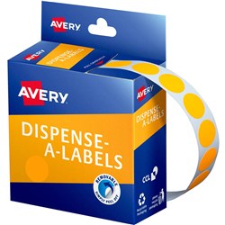 AVERY REMOVABLE DISPENSER LABELS 14MM ROUND FLUORO ORANGE PACK OF 700