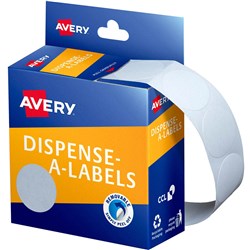 AVERY REMOVABLE DISPENSER LABELS 24MM ROUND WHITE PACK OF 550