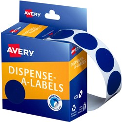 AVERY REMOVABLE DISPENSER LABELS 24MM ROUND BLUE PACK OF 500