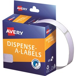 AVERY REMOVABLE DISPENSER LABELS 13X49MM RECTANGLE WHITE PACK OF 550