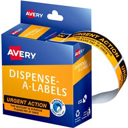 AVERY REMOVABLE DISPENSER LABELS 19X64MM URGENT ACTION ORANGE PACK OF 125