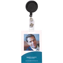 REXEL ID CARD HOLDER RETRACTABLE WITH STRAP 75CM BLACK