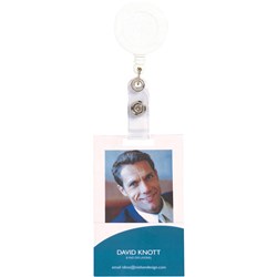 REXEL ID CARD HOLDER RETRACTABLE WITH STRAP 75CM WHITE