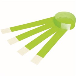 REXEL WRIST BANDS WITH SERIAL NUMBER FLUORO GREEN PACK OF 100
