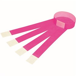 REXEL WRIST BANDS WITH SERIAL NUMBER FLUORO PINK PACK OF 100