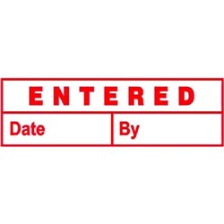 DESKMATE PRE INK STAMP E06 ENTERED (DATE & BY) RED