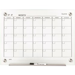 QUARTET INFINITY GLASS BOARD CALENDAR 600 X 900MM WHITE