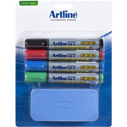 ARTLINE 577 WHITEBOARD ERASER AND MARKERS STARTER KIT PACK OF 4