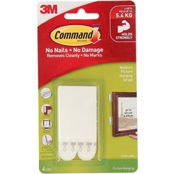 COMMAND 17201-4PK PICTURE HANGING STRIP MEDIUM WHITE PACK OF 4