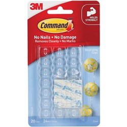 COMMAND 17026CLR CLEAR HOOK DECORATING CLIPS CLEAR PACK OF 20