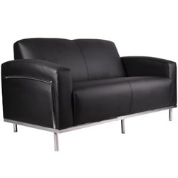 SIENNA LOUNGE 2 SEATER 1200W X 530D X 795MMH CHROME FRAME BLACK PU UPHOLSTERY