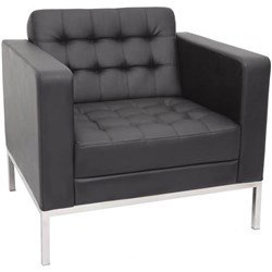 RAPIDLINE VENUS SINGLE SEAT STAINLESS STEEL FRAME BUTTON FINISH BLACK PU UPHOLSTERY