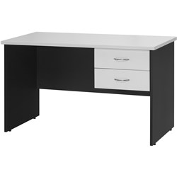 LOGAN STUDENT DESK WITH DRAWERS 1200W X 600D X 730MMH WHITE AND IRONSTONE