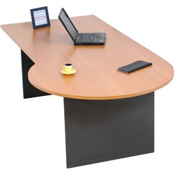 LOGAN P END DESK 2100W X 900/1050D X 730MMH BEECH AND IRONSTONE