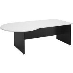 LOGAN P END DESK 2100W X 900/1050D X 730MMH WHITE AND IRONSTONE