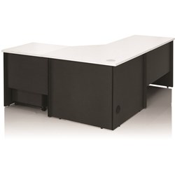 LOGAN CORNER WORKSTATION 1800/1800W X 600D X 730MMH WHITE AND IRONSTONE