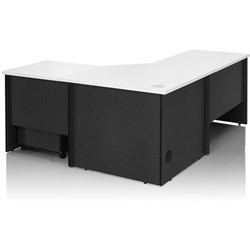 LOGAN CORNER WORKSTATION 1800/1800W X 750D X 730MMH WHITE AND IRONSTONE