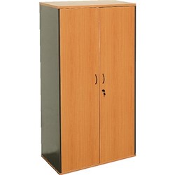 LOGAN STATIONERY CUPBOARD 900W X 450D X 1800MMH BEECH AND IRONSTONE