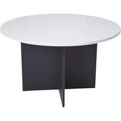 LOGAN ROUND MEETING TABLE 1200 DIAMETER X 730MMH WHITE TOP IRONSTONE BASE
