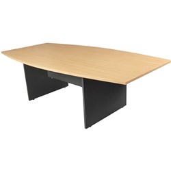LOGAN BOAT BOARDROOM TABLE 2400W X 1200D X 730MMH BEECH AND IRONSTONE