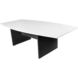 LOGAN BOAT BOARDROOM TABLE 2400W X 1200D X 730MMH WHITE AND IRONSTONE