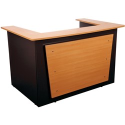 LOGAN RECEPTION COUNTER 1800W X 1160D X 1090MMH BEECH AND IRONSTONE