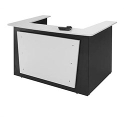LOGAN RECEPTION COUNTER 1800W X 1160D X 1090MMH WHITE AND IRONSTONE