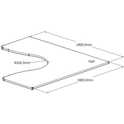 RAPIDLINE CORNER WORKSTATION TOP ONLY 1800/1800W X 700D X 25MMD WITH CABLE PORT WHITE