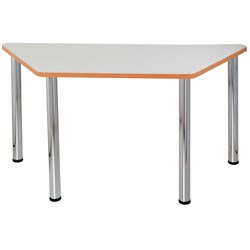 SYLEX QUORUM GEOMETRY MEETING TABLE TRAPEZOID 1500W X 750D X 740MMH CHROME AND OFF WHITE