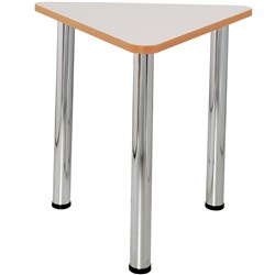 SYLEX QUORUM GEOMETRY MEETING TABLE 60 DEGREE TRIANGLE 750W X 740MMH CHROME AND OFF WHITE