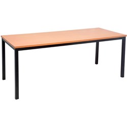 RAPIDLINE STEEL FRAME TABLE 1500W X 750D X 730MMH BEECH TOP BLACK FRAME