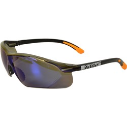 MAXISAFE KANSAS SAFETY GLASSES WITH ANTI FOG BLUE MIRROR LENS BLACK FRAME