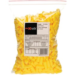 MAXISAFE MAXIPLUG EAR PLUGS DISPOSABLE UNCORDED 26DB YELLOW PACK OF 300 PAIRS
