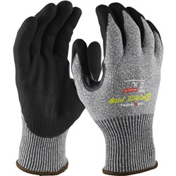MAXISAFE G-FORCE SAFETY GLOVES ULTRA C5 PLUS REINFORCED 2XL GREY AND BLACK
