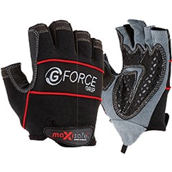 MAXISAFE G-FORCE 'GRIP' MECHANICS GLOVES FINGERLESS LARGE BLACK