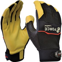MAXISAFE G-FORCE MECHANICS GLOVES LEATHER MEDIUM BLACK AND YELLOW