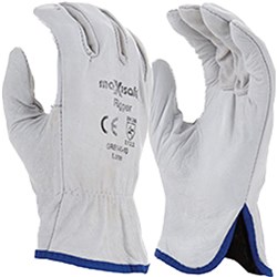 MAXISAFE RIGGER GLOVES NATURAL FULL-GRAIN LEATHER MEDIUM GREY