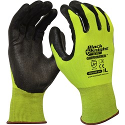 MAXISAFE BLACK KNIGHT GRIPMASTER GLOVES MEDIUM HI-VIS YELLOW