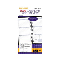 DEBDEN DAYPLANNER REFILL SLIMLINE 82 X 162MM DATED WEEK TO VIEW