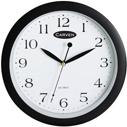 CARVEN WALL CLOCK 30CM DIAMETER BLACK FRAME