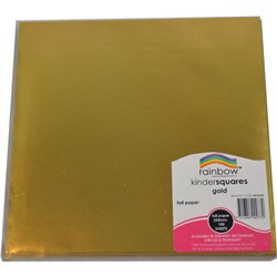 RAINBOW KINDER SQUARES FOIL 250MM 85GSM GOLD PACK OF 100