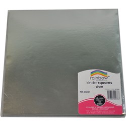 RAINBOW KINDER SQUARES FOIL 250MM 85GSM SILVER PACK OF 100