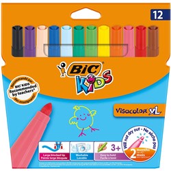 BIC KIDS VISACOLOR XL MARKERS BULLET 4.5MM CHUNKY GRIP PACK OF 12